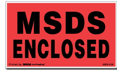 [LA-AMS-636] Warning Labels ''MSDS Enclosed '' 3 x 5"