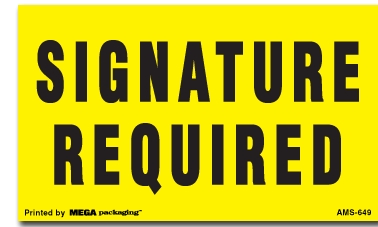 [LA-AMS-649] Warning Labels ''Signature Required '' 3 x 5"