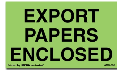 [LA-AMS-650] Warning Labels ''Export Papers Enclosed '' 3 x 5"