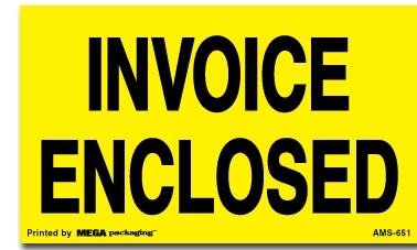 [LA-AMS-651] Warning Labels ''Invoice Enclosed '' 3 x 5"