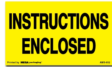 [LA-AMS-652] Warning Labels ''Instructions Enclosed '' 3 x 5"