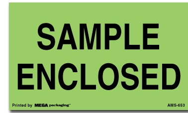 [LA-AMS-653] Warning Labels ''Sample Enclosed '' 3 x 5"