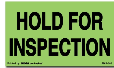 [LA-AMS-663] Warning Labels ''Hold for Inspection '' 3 x 5"