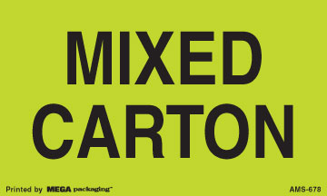 [LA-AMS-678] Warning Labels ''Mixed Carton '' 3 x 5"