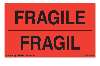 [LA-AMS-685] Warning Labels ''Fragile/ Eng & Span '' 3 x 5"