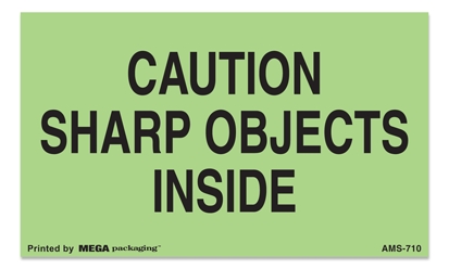 [LA-AMS-710] Warning Labels ''CAUTION SHARP OBJECTS INSIDE '' 3 x 5"