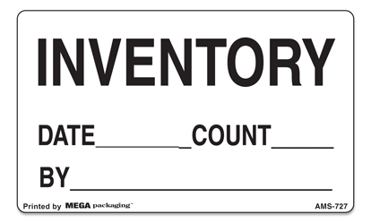 [LA-AMS-727] Warning Labels ''INVENTORY/DATE/COUNT/BY '' 3 x 5"