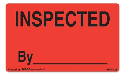 [LA-AMS-728] Warning Labels ''INSPECTED By '' 3 x 5"