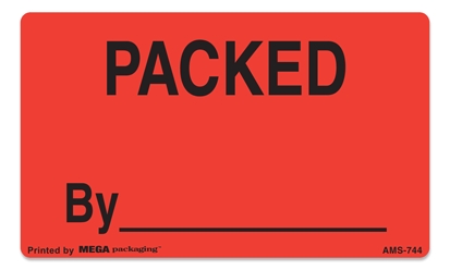 [LA-AMS-744] Warning Labels ''PACKED By '' 3 x 5"