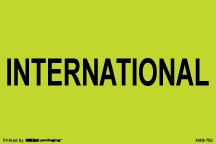 [LA-AMS-752] Warning Labels ''INTERNATIONAL '' 3 x 5"