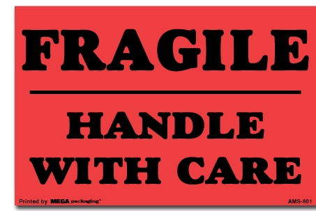 [LA-AMS-801] Warning Labels ''Fragile Handle With Care '' 4 x 6"