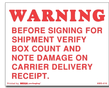 [LA-AMS-816] Warning Labels ''Warning '' 4 x 5"