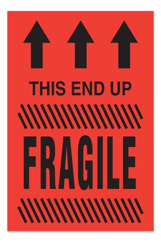[LA-AMS-828] Warning Labels ''This End Up/ Fragile '' 4 x 6"