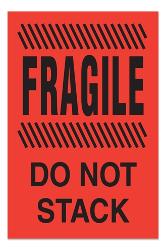 [LA-AMS-836] Warning Labels ''Fragile/ Do Not Stack '' 4 x 6"