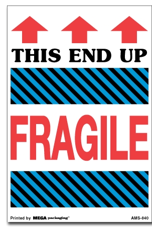 [LA-AMS-840] Warning Labels ''This End Up Fragile '' 4 x 6"