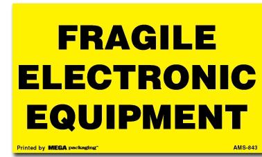 [LA-AMS-843] Warning Labels ''Fragile Electronic Equipment '' 3 x 5"