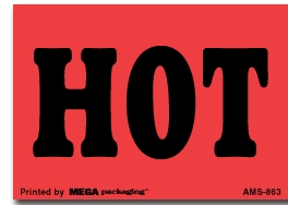 [LA-AMS-863] Warning Labels ''Hot '' 3 x 5"