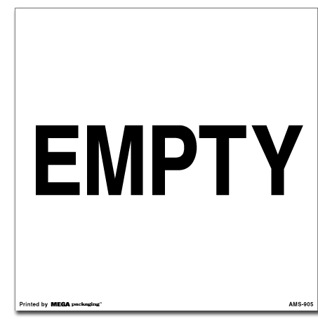 [LA-AMS-905] Warning Labels ''Empty '' 6 x 6"