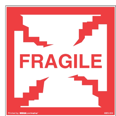 [LA-AMS-934] Warning Labels ''FRAGILE '' 6 x 6"
