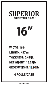 [SW-FLM-16401500] Hand Stretch Wrap with Hand Protectors, 16", 40ga